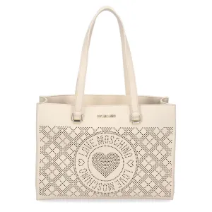 Love Moschino Chic White Faux Leather Shopper Tote
