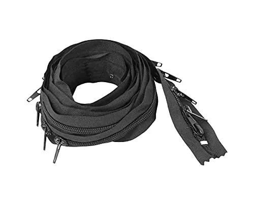 Mandala Crafts Long Zipper by The Yard - Coil Zipper by The Yard #5 - Continuous Zipper Roll for Sewing - Upholstery Zipper Chain with 16 Installed Sliders 4.4 Yards Long