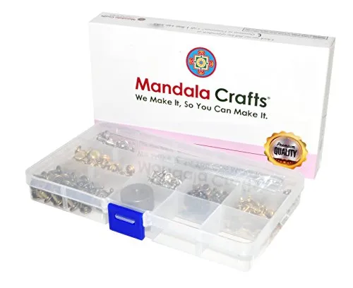 Mandala Crafts Rivet Kit and Punch Press Setting Tool for Leather, Fabric, Clothing Decorative Metal Studs