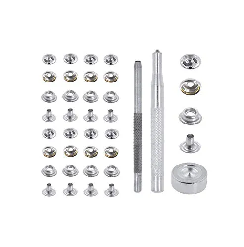Mandala Crafts Stainless Steel Snap Fastener Button Kit with Tools for Leather Marine Boat Canvas Jeans Size 24 25 Sets 15mm