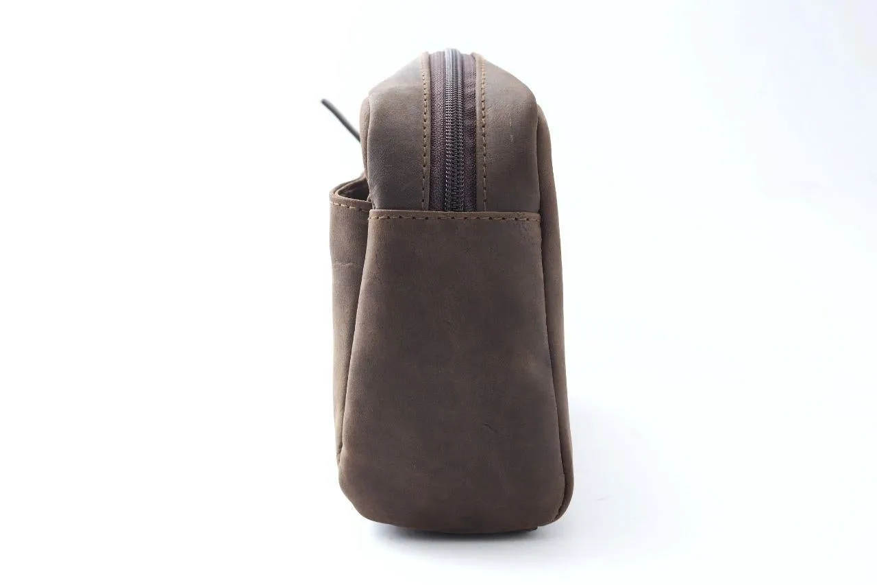 Men's Clutch Bag (Dark Brown Oily Pull-up)
