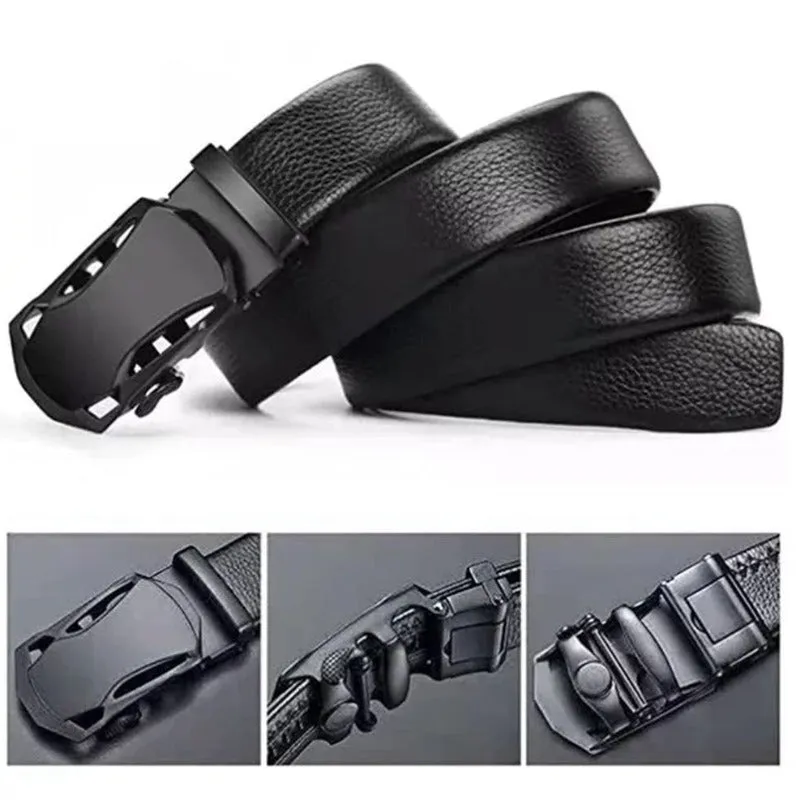 Men's Ratchet Belt - Premium Microfiber Leather Adjustable with Unique Slide Belt Buckle