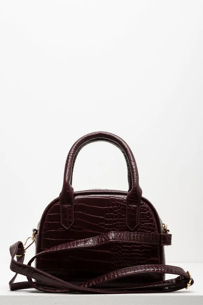 Mini Bowler Chain Bag Burgundy