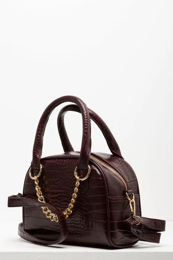 Mini Bowler Chain Bag Burgundy