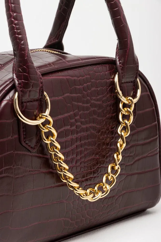 Mini Bowler Chain Bag Burgundy