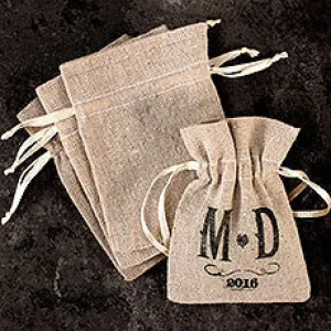 MINI LINEN DRAWSTRING POUCH - PLAIN (12/pkg)