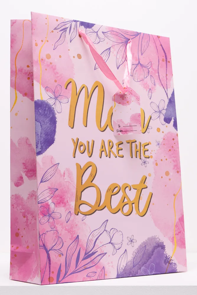 Mom You Are The Best Gift Bag Pink