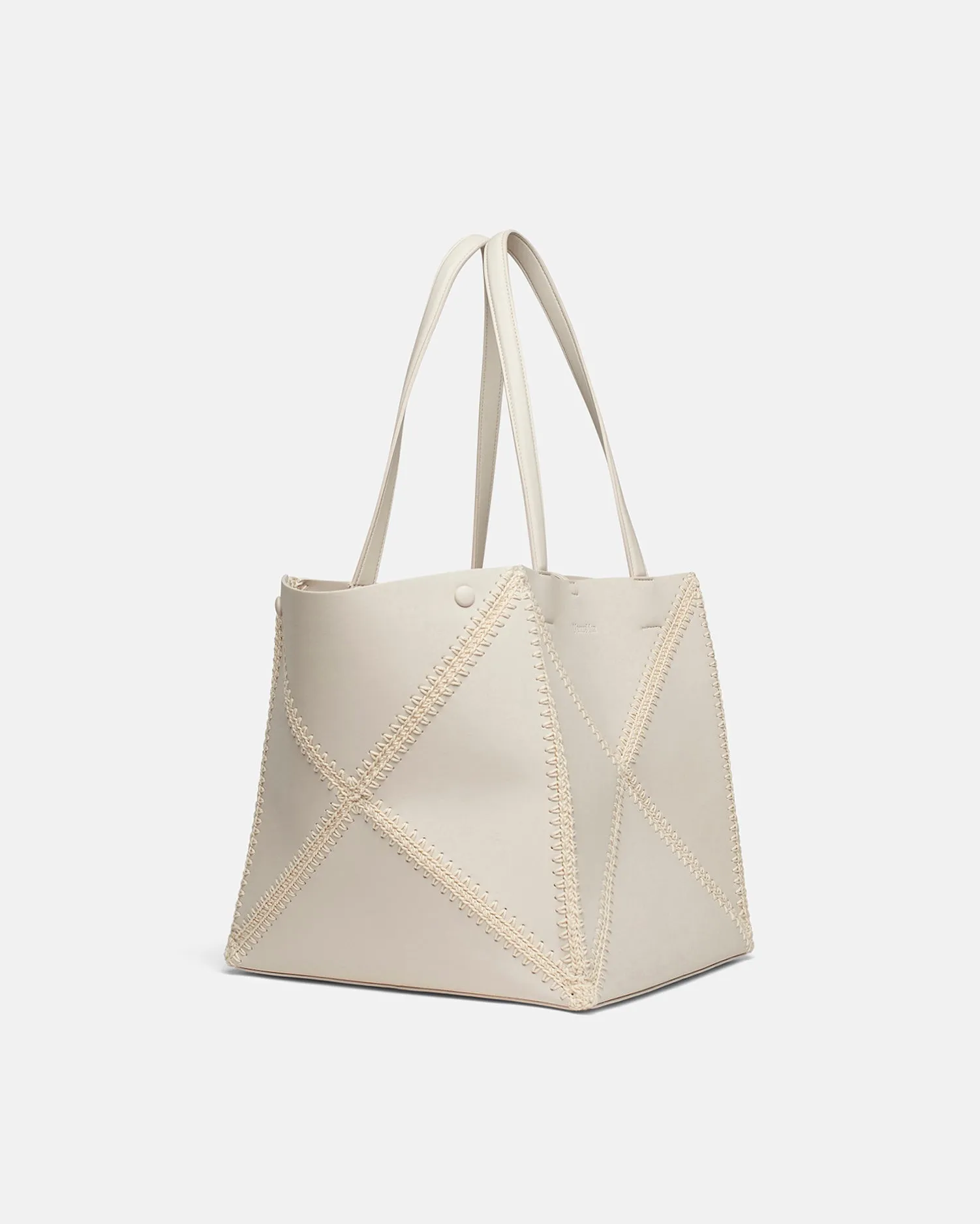 Origami Tote - Alt-Nappa Crochet Tote - Off White/Crème