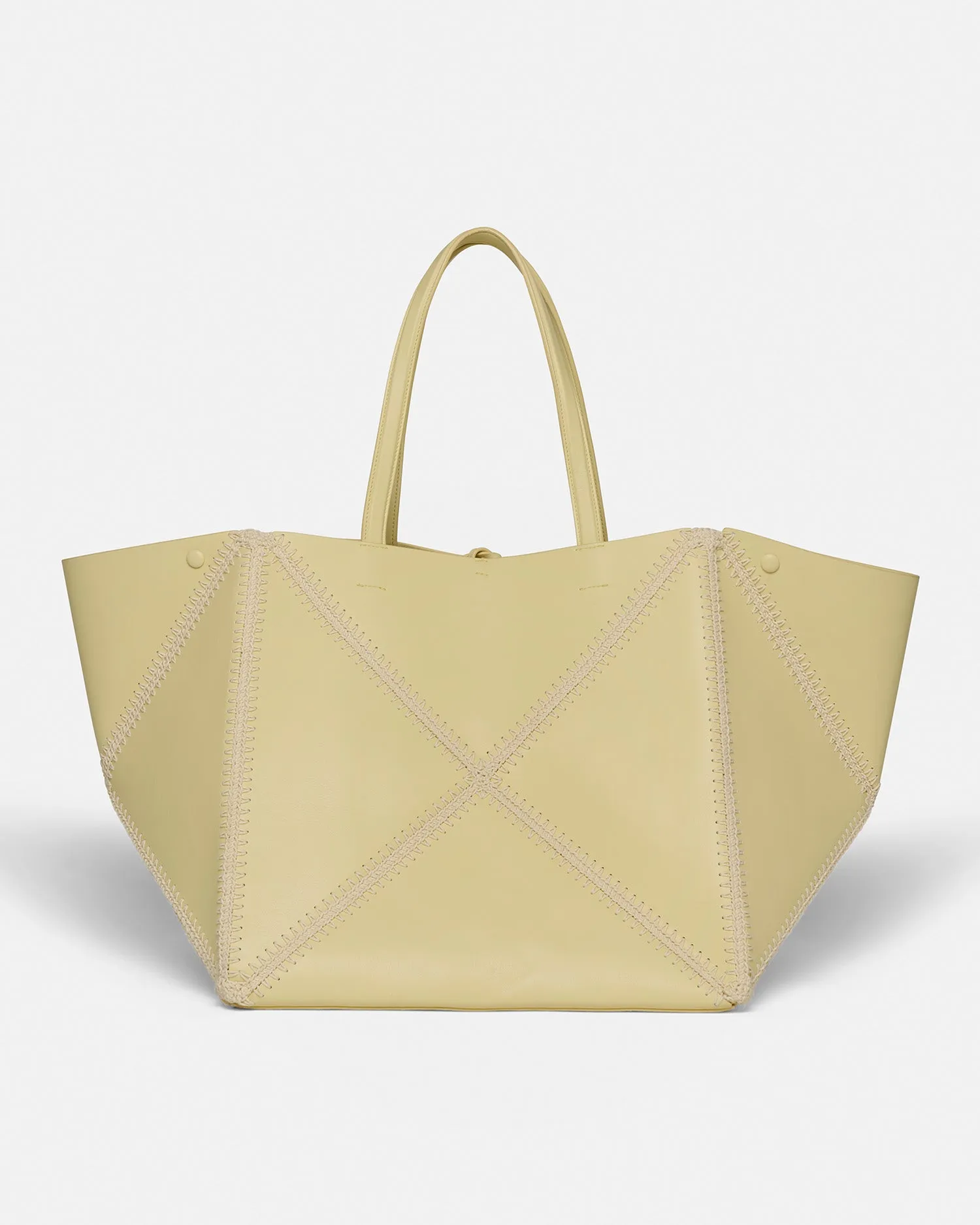 Origami Tote Large - Alt-Nappa Crochet Tote - Moonbeam/Crème