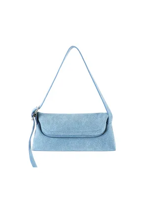 OSOI Genuine Leather Suede Folder Brot Bag in Denim Sky