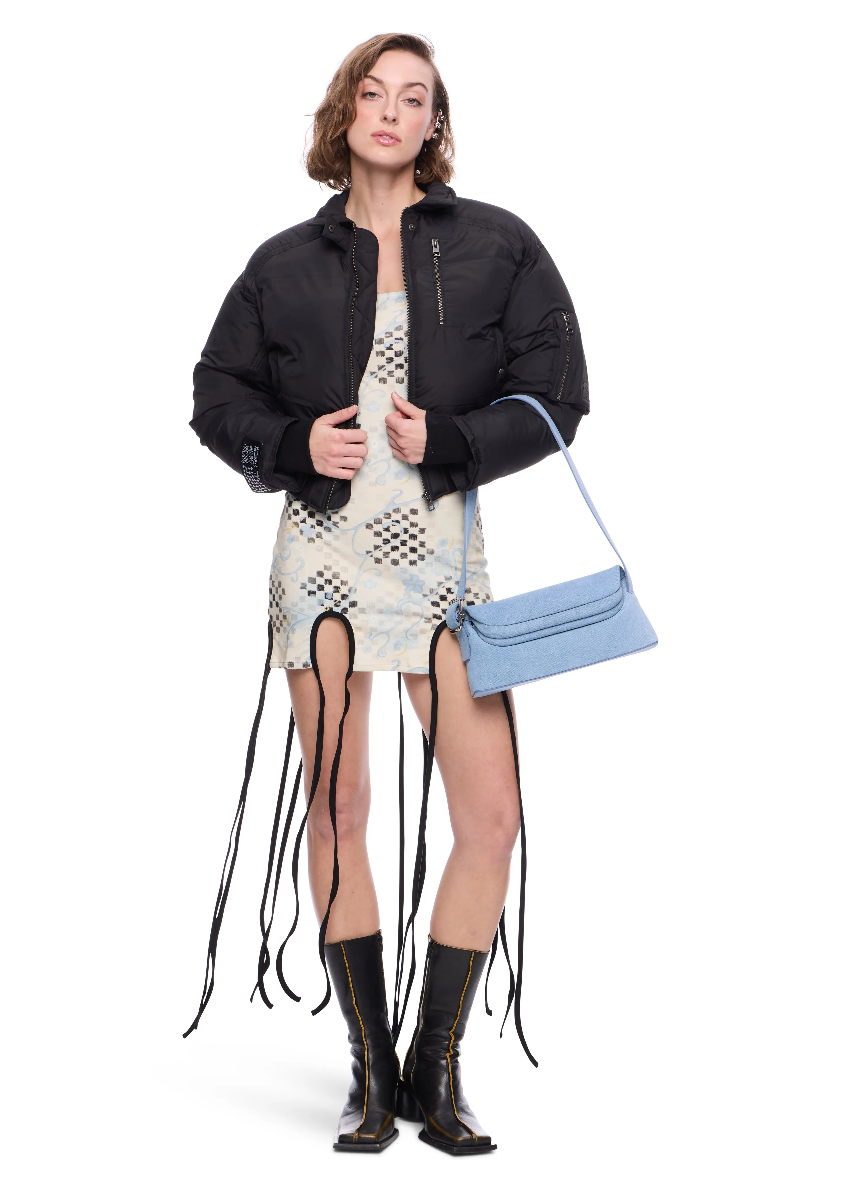 OSOI Genuine Leather Suede Folder Brot Bag in Denim Sky