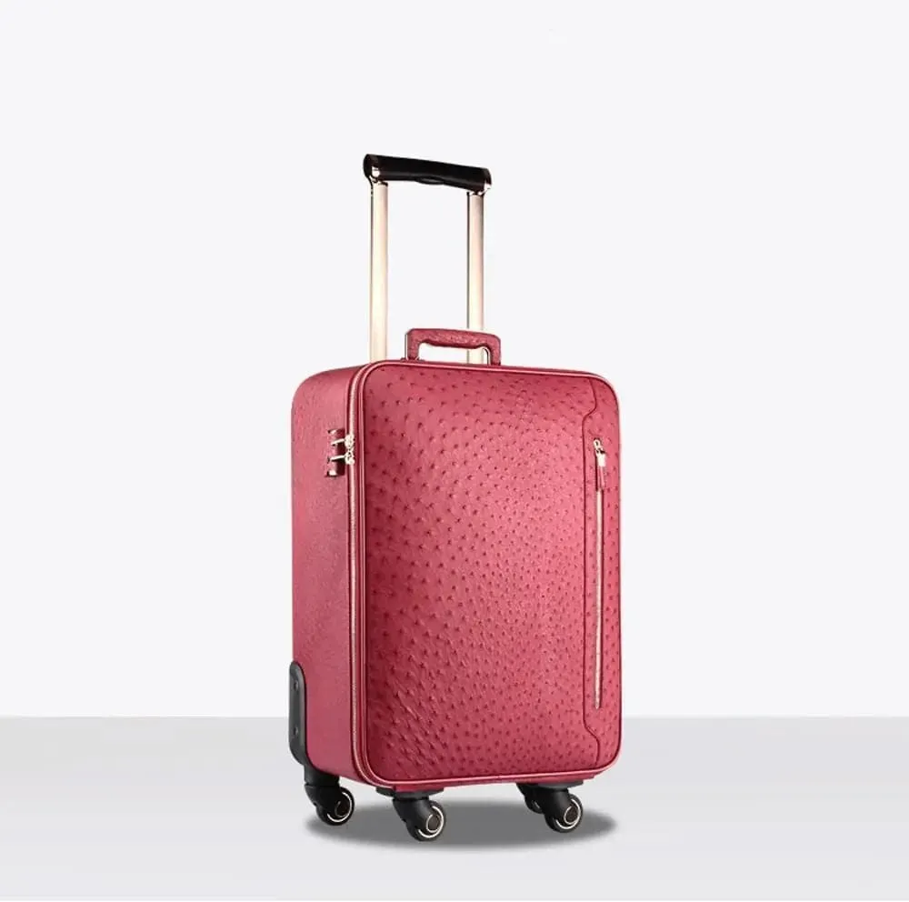 Ostrich  Leather 4-Wheeled Travelling Luggage Bags