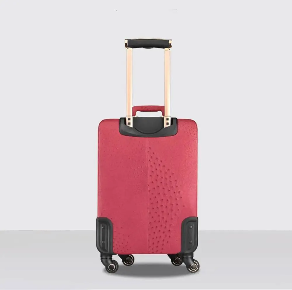 Ostrich  Leather 4-Wheeled Travelling Luggage Bags