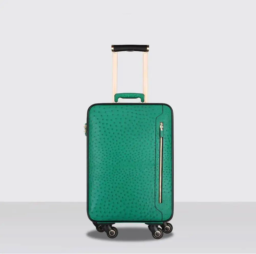 Ostrich  Leather 4-Wheeled Travelling Luggage Bags