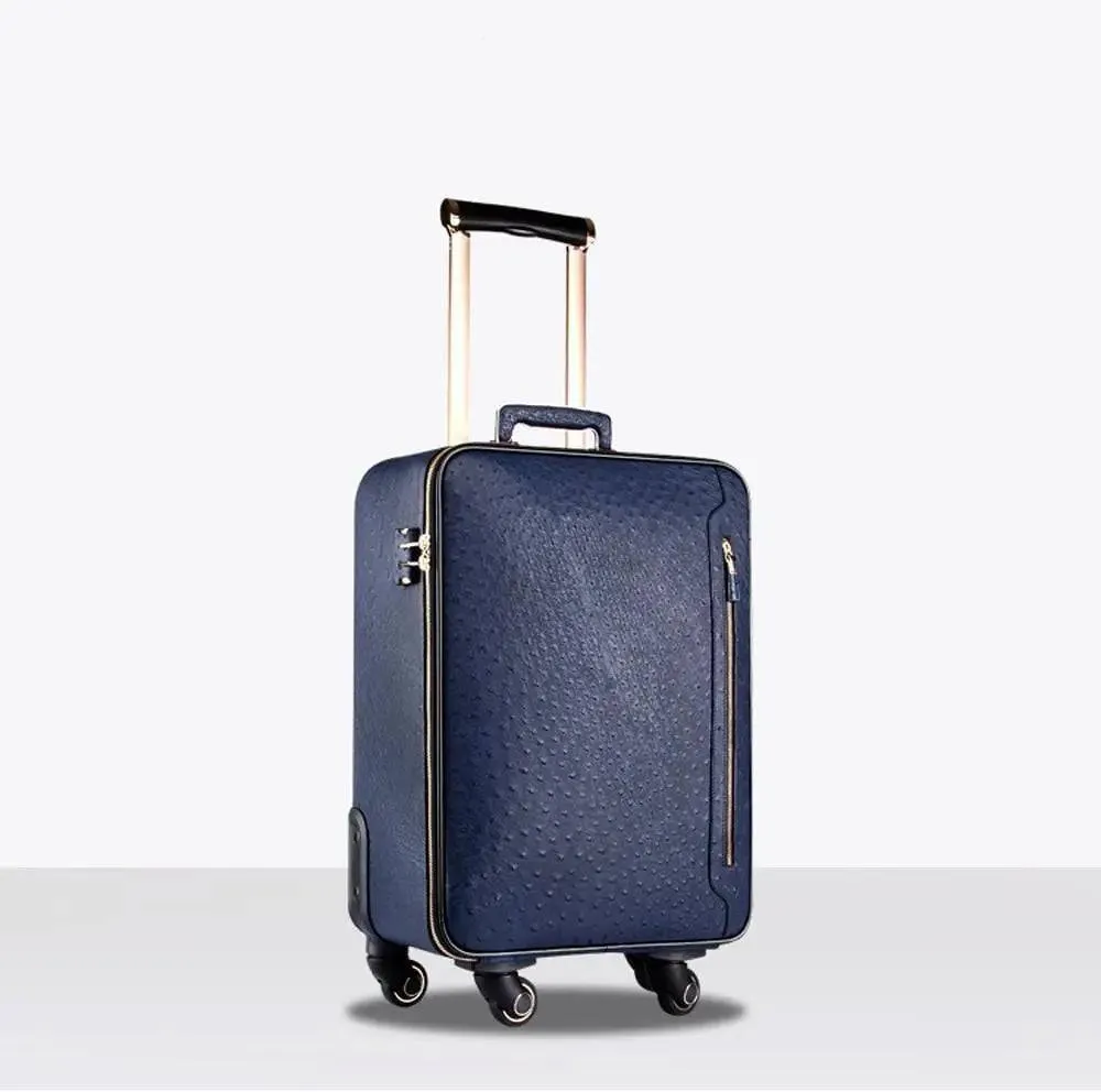 Ostrich  Leather 4-Wheeled Travelling Luggage Bags
