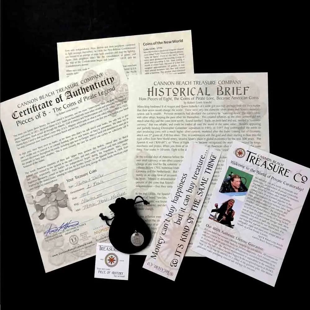 Pirate Chic Silver 1 Reale Spanish Portrait Dollar Dated 1799 - the Legendary "Piece of Eight" Pendant | Artifact #8851