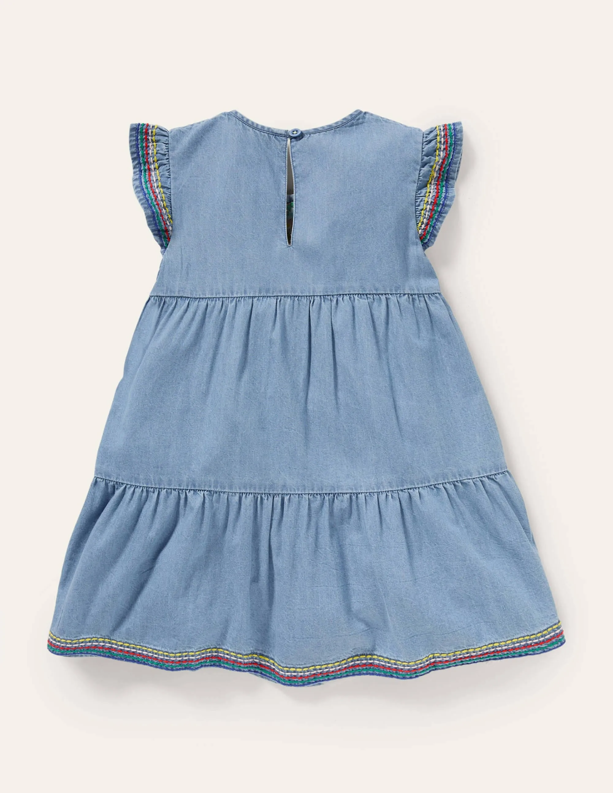 Rainbow Stitch Denim Tunic-Chambray