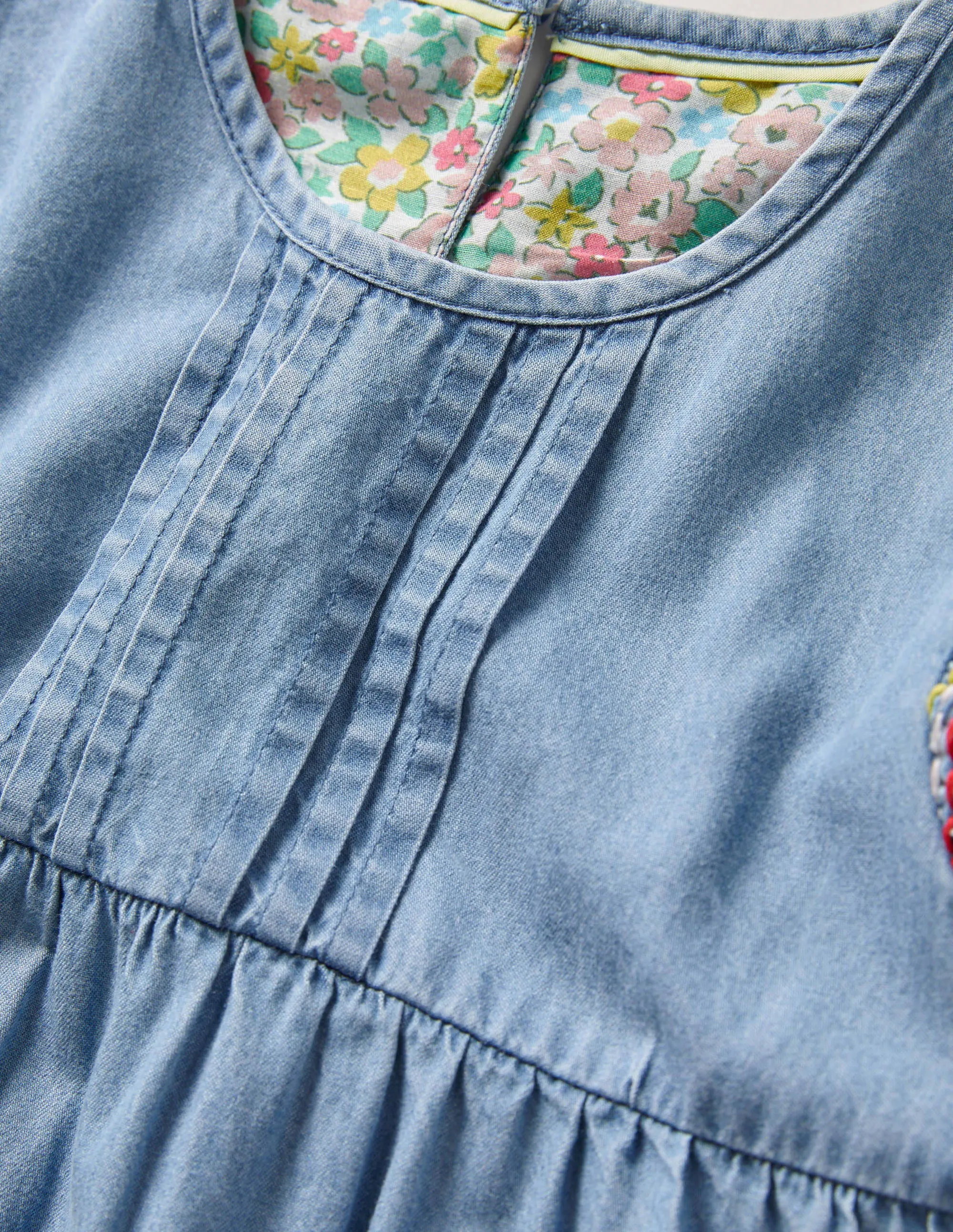 Rainbow Stitch Denim Tunic-Chambray