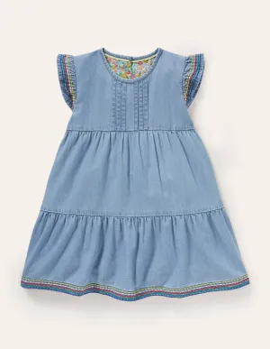 Rainbow Stitch Denim Tunic-Chambray