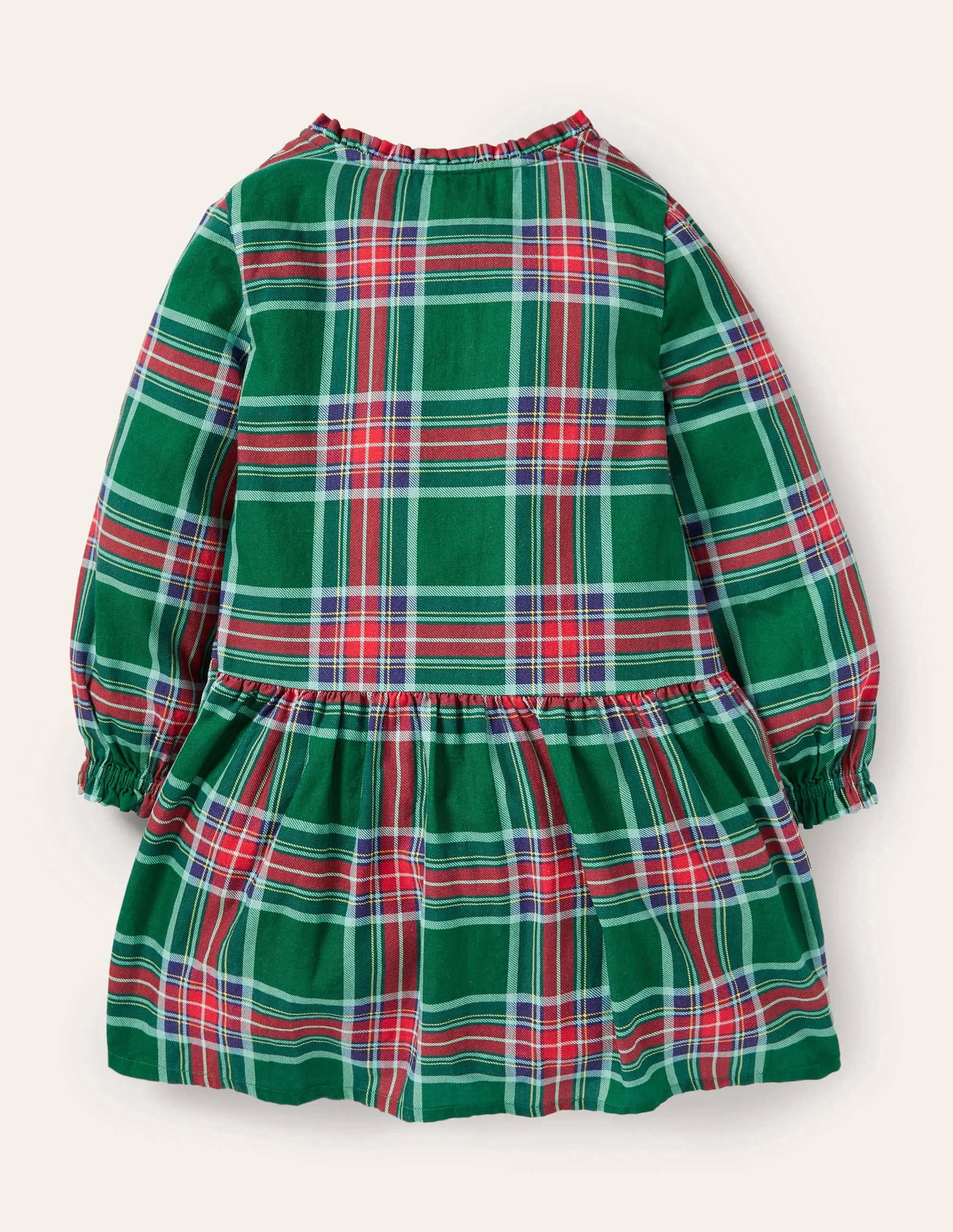 Relaxed Woven Check Dress-Forest Green Check
