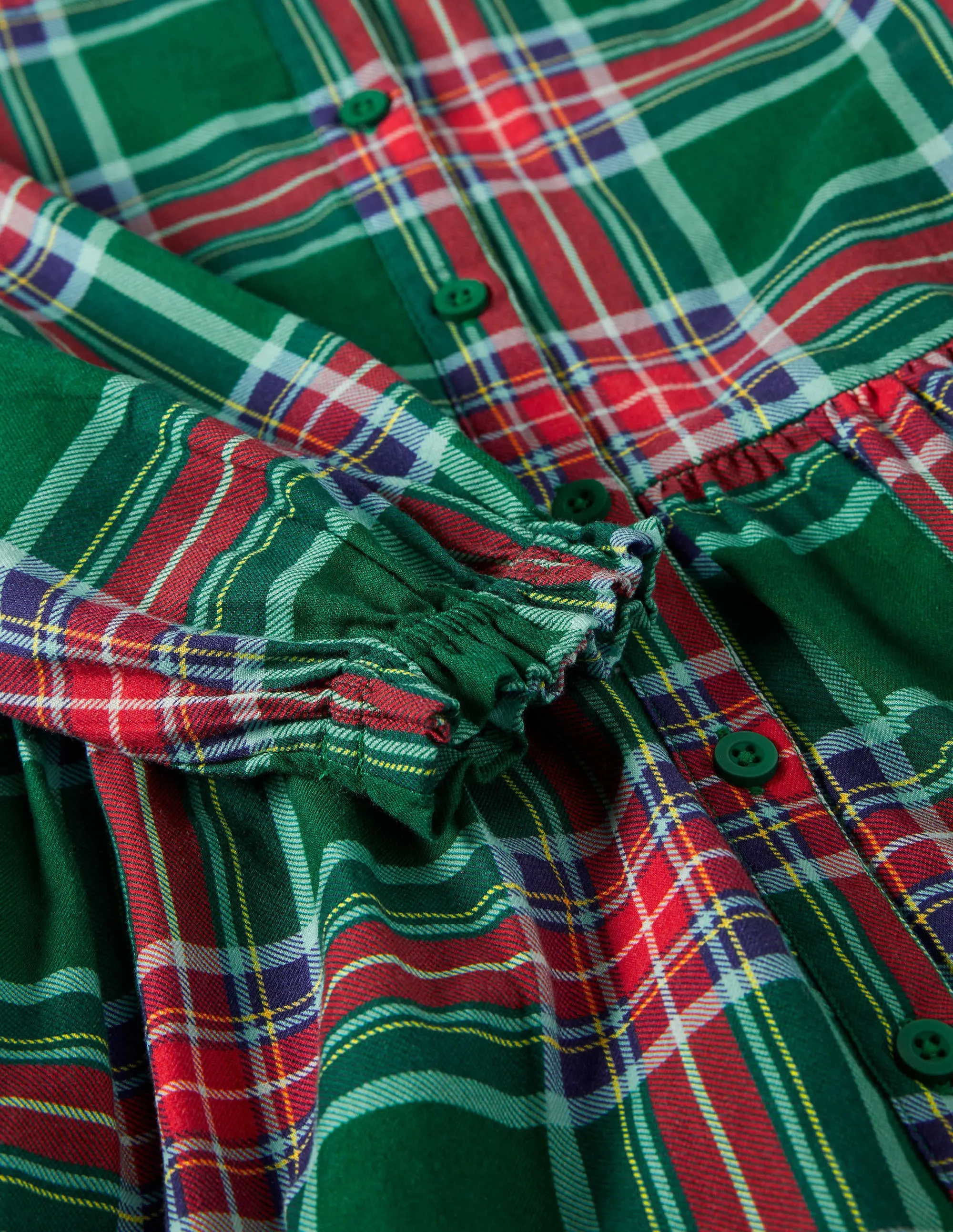 Relaxed Woven Check Dress-Forest Green Check