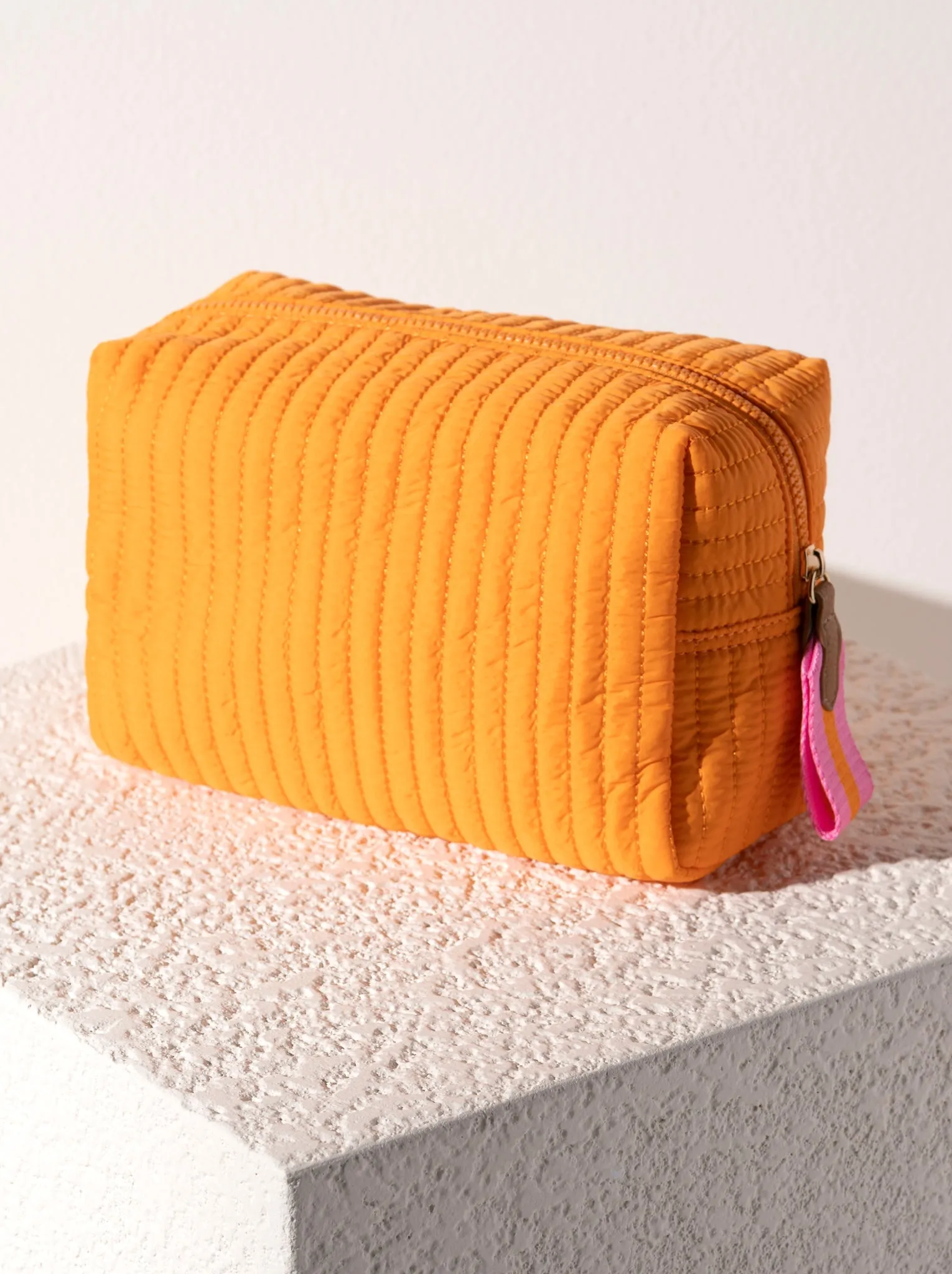 Shiraleah Ezra Quilted Nylon Large Cosmetic Pouch, Orange