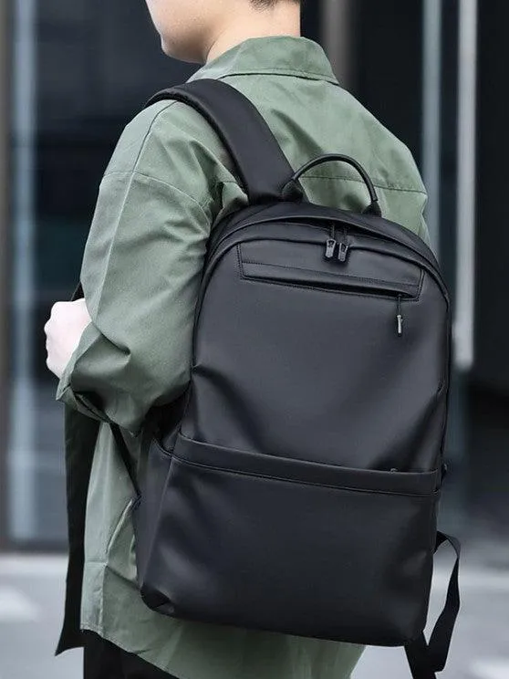 Simple PU Solid Color Backpack - Black|Grey|Blue