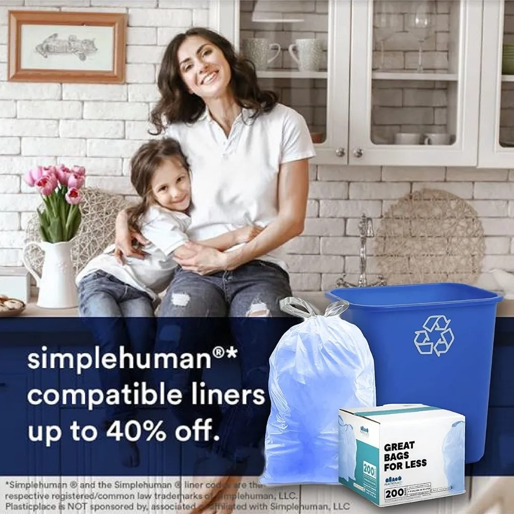 Simplehuman®* Compatible Blue Trash Bags - Code K - 10 Gallon - 50/Case