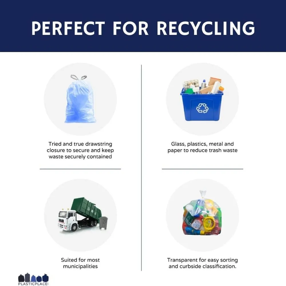 Simplehuman®* Compatible Blue Trash Bags - Code K - 10 Gallon - 50/Case