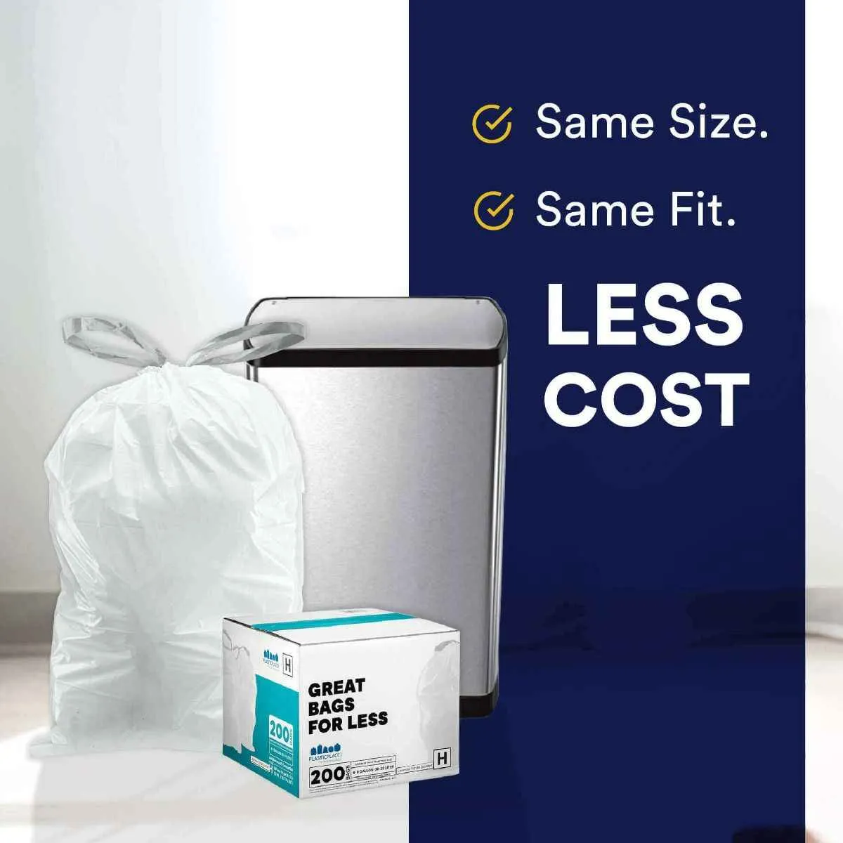 Simplehuman®* Compatible Blue Trash Bags - Code V - 4.2-4.8 Gallon - 200/Case