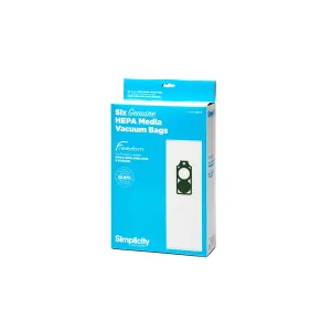 Simplicity S10 Freedom HEPA Media Bags (GREEN Plastic collar, 6 Pack) SLH-6 for Models S10D, S10P, S10S, S10CV