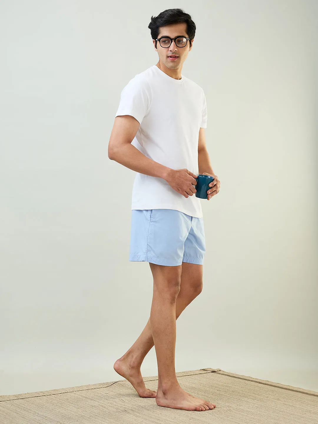 Sleepz Men Blue Solid Regular Fit Cotton Boxer