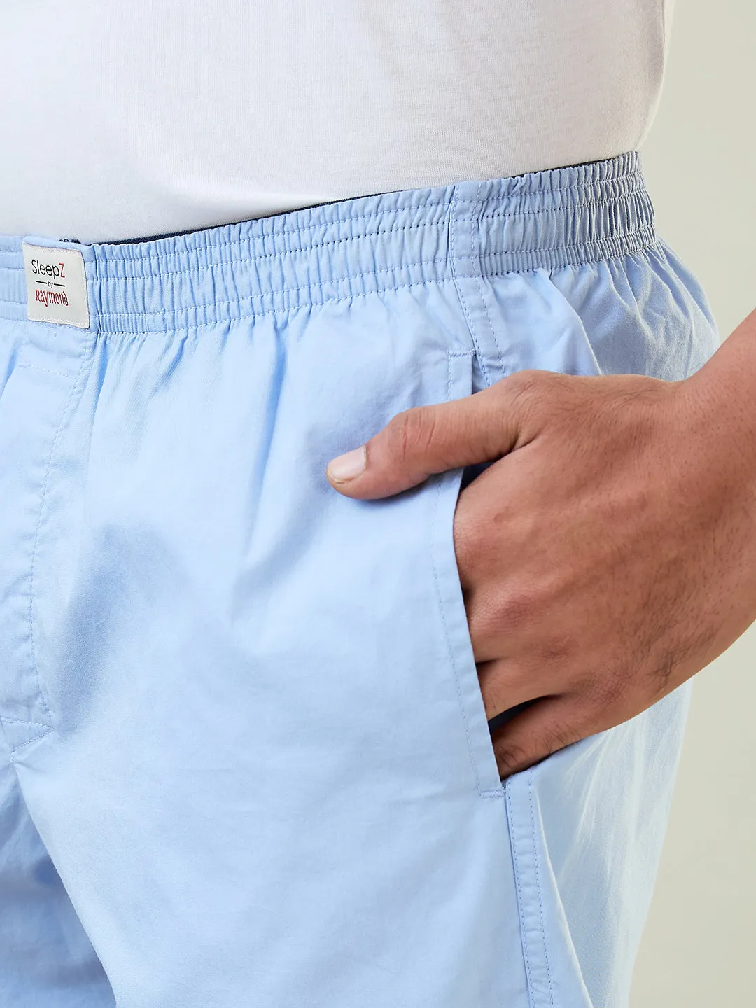 Sleepz Men Blue Solid Regular Fit Cotton Boxer