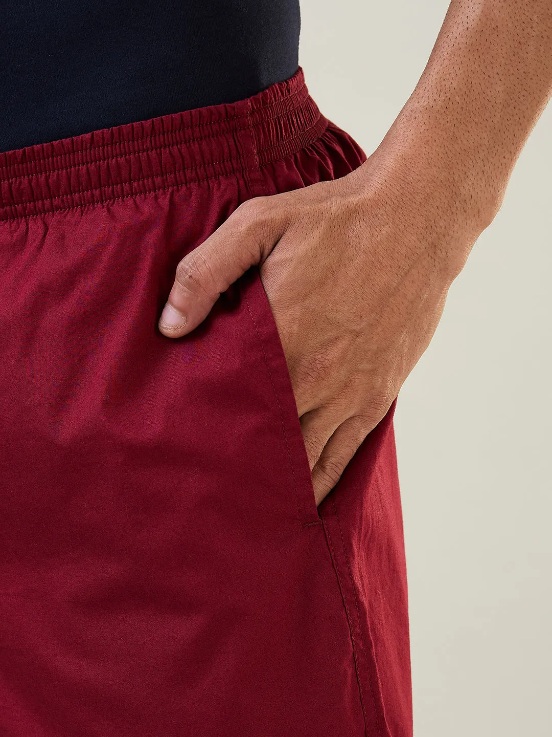 Sleepz Men Maroon Solid Regular Fit Cotton Boxer