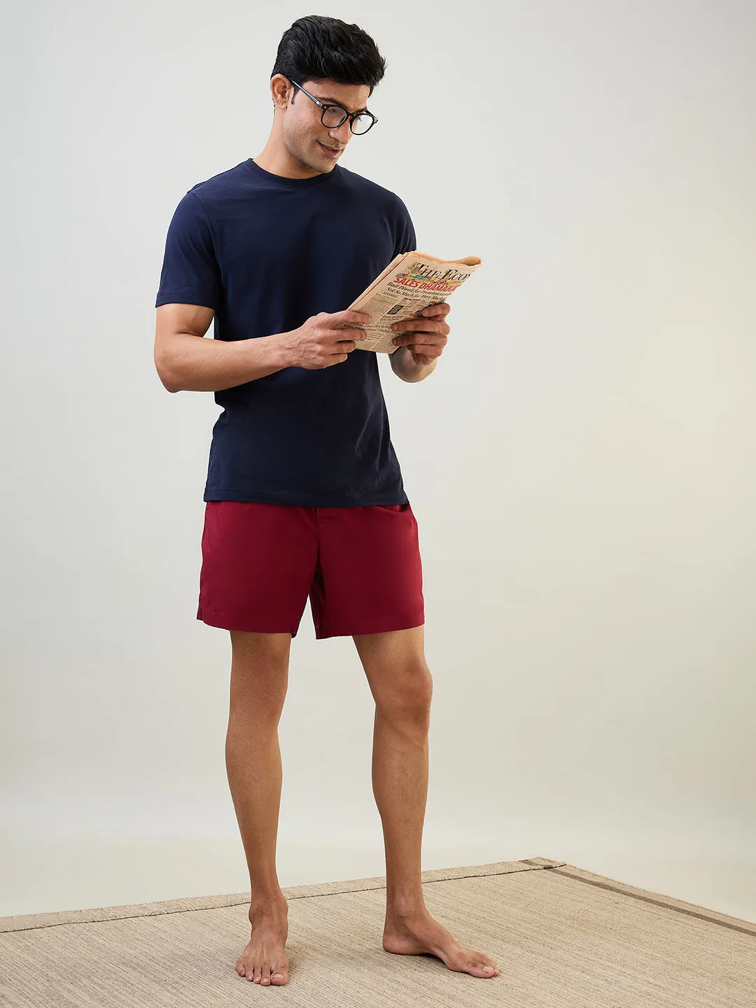 Sleepz Men Maroon Solid Regular Fit Cotton Boxer