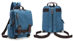 Sling Crossbody Double Strap Zip Canvas Shoulder Bags-Light Blue