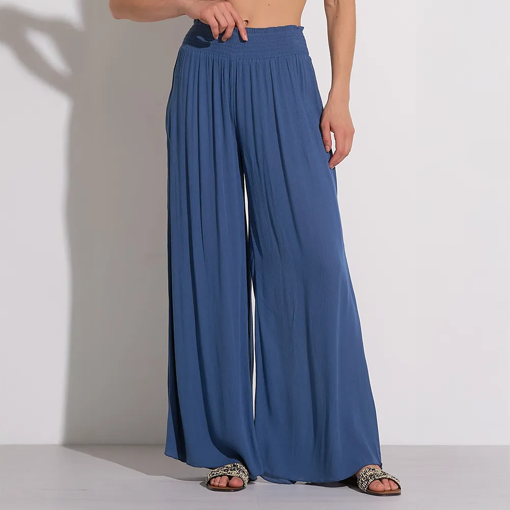 Smock Waist Wide Leg Pants