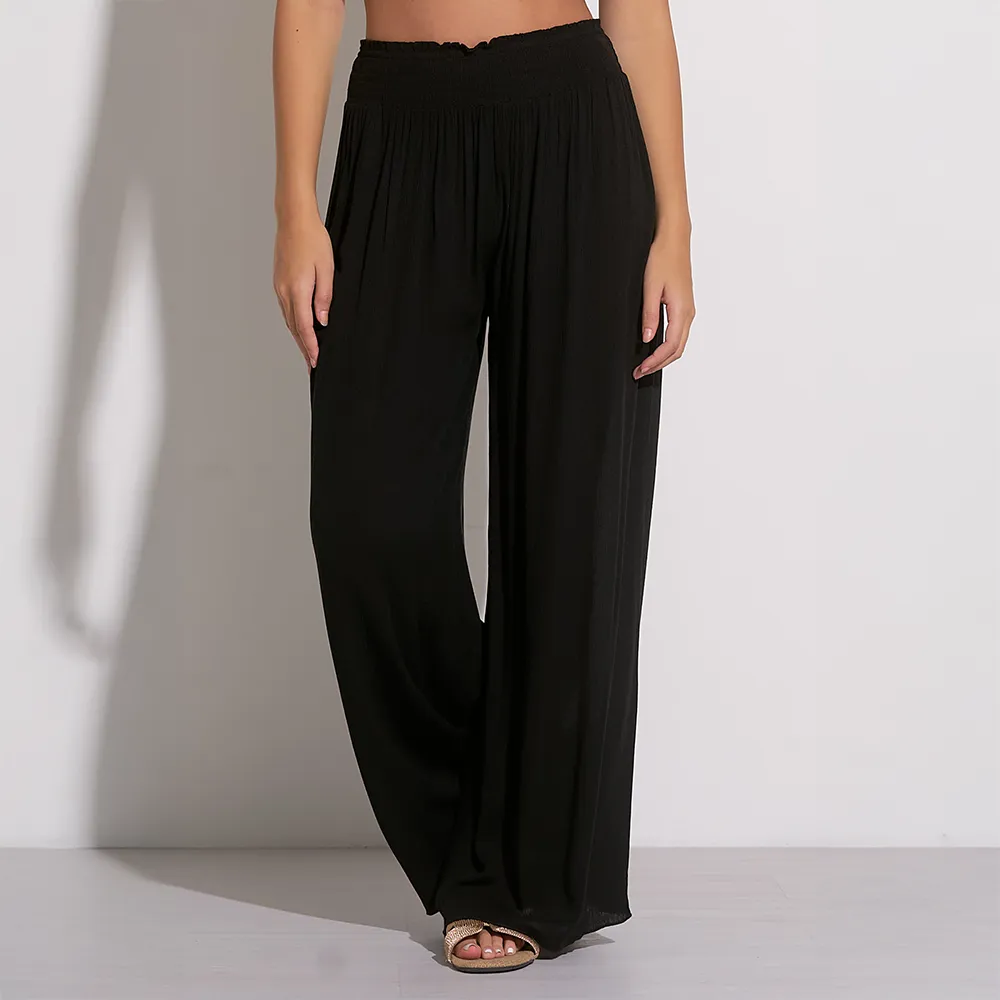 Smock Waist Wide Leg Pants