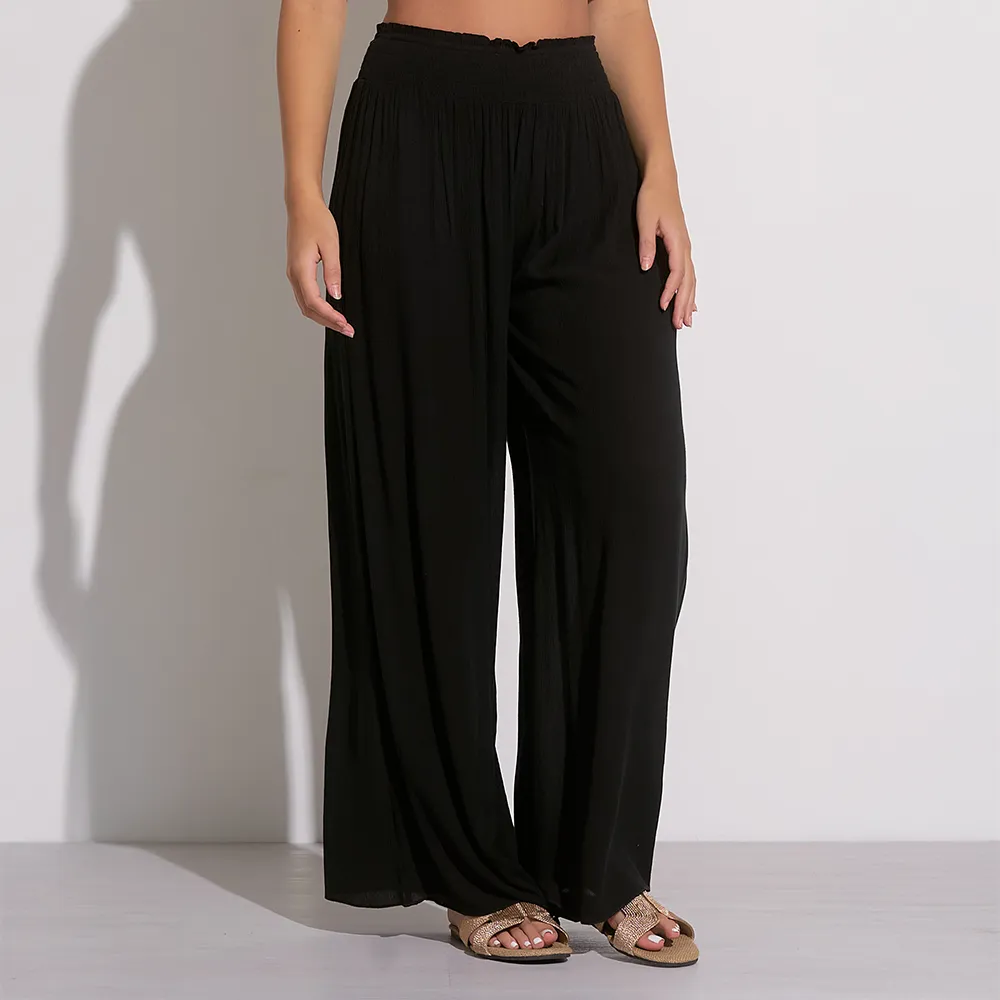 Smock Waist Wide Leg Pants