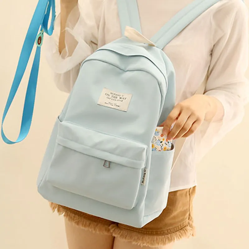 Sohiwoo Pastel Simple Design Oxford Backpack