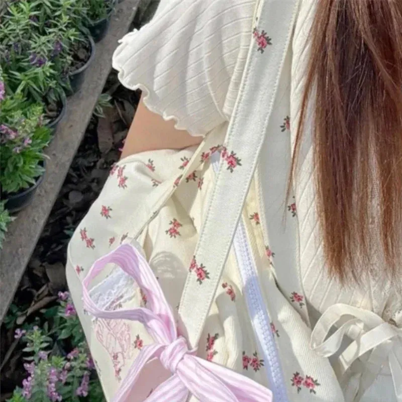 TAVIMART  -  Sweet Y2k Aesthetic Girls Kawaii Shoulder Bags Japanese Chic Now Flower Print Women's Handbags Fashion Casual Fairy Underarm Bag