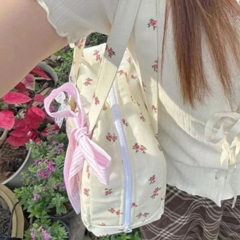 TAVIMART  -  Sweet Y2k Aesthetic Girls Kawaii Shoulder Bags Japanese Chic Now Flower Print Women's Handbags Fashion Casual Fairy Underarm Bag