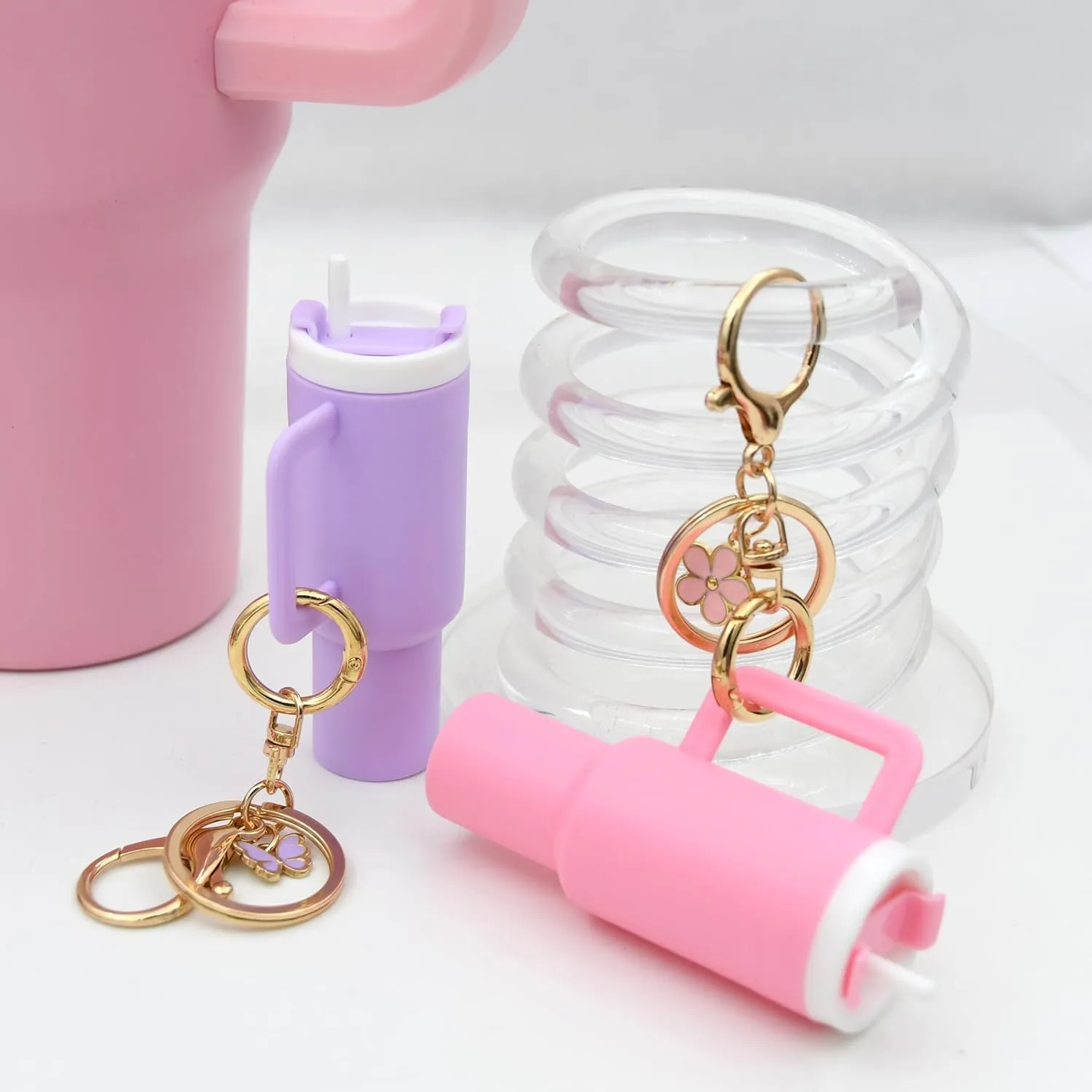 TOS Mini Tumbler Keychain Set of 2, Mini Cup Keychain for School Bag or Lip Balm