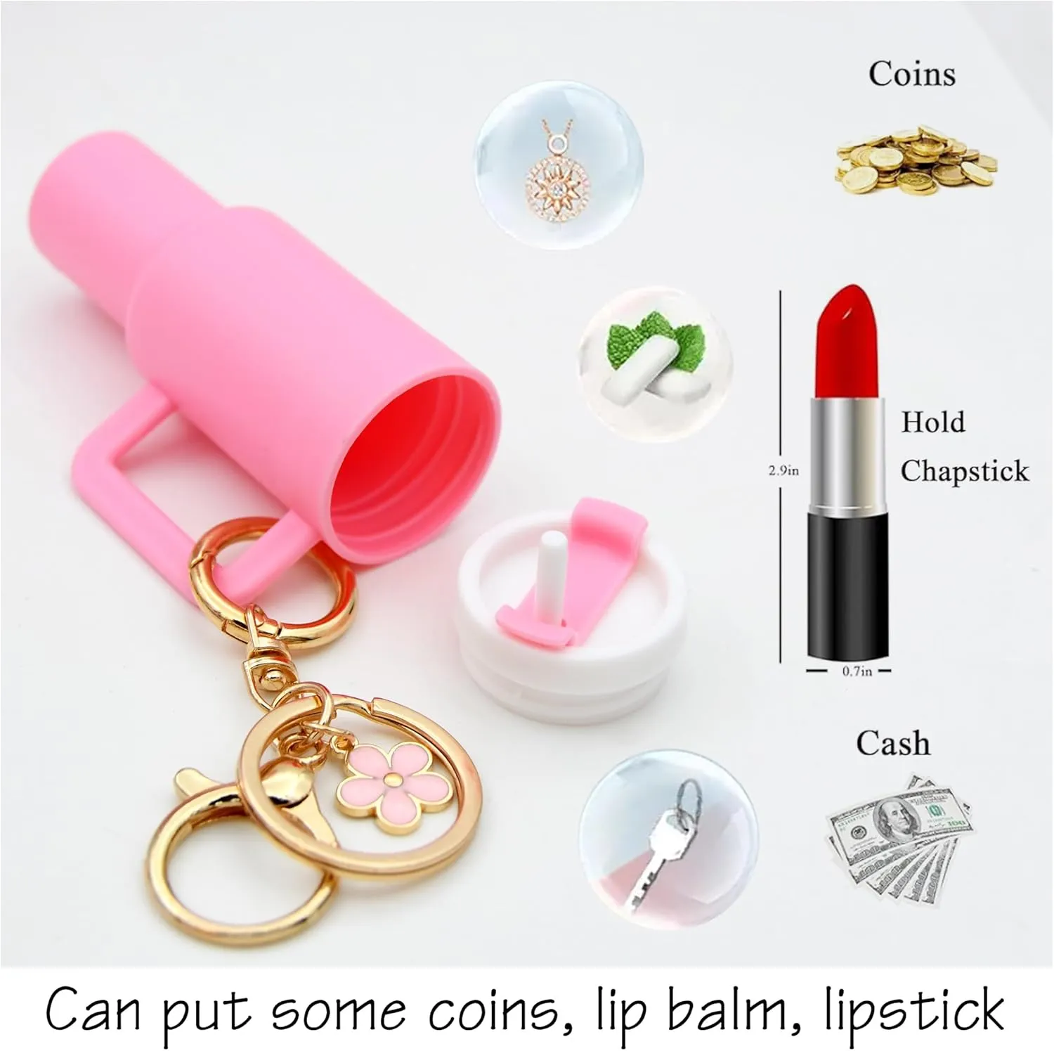 TOS Mini Tumbler Keychain Set of 2, Mini Cup Keychain for School Bag or Lip Balm