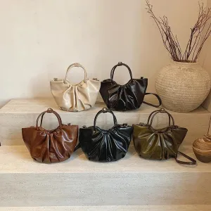 Tote Bags Medium Soft Pleated Leather Women Zipper Rushed Crossbody Bags