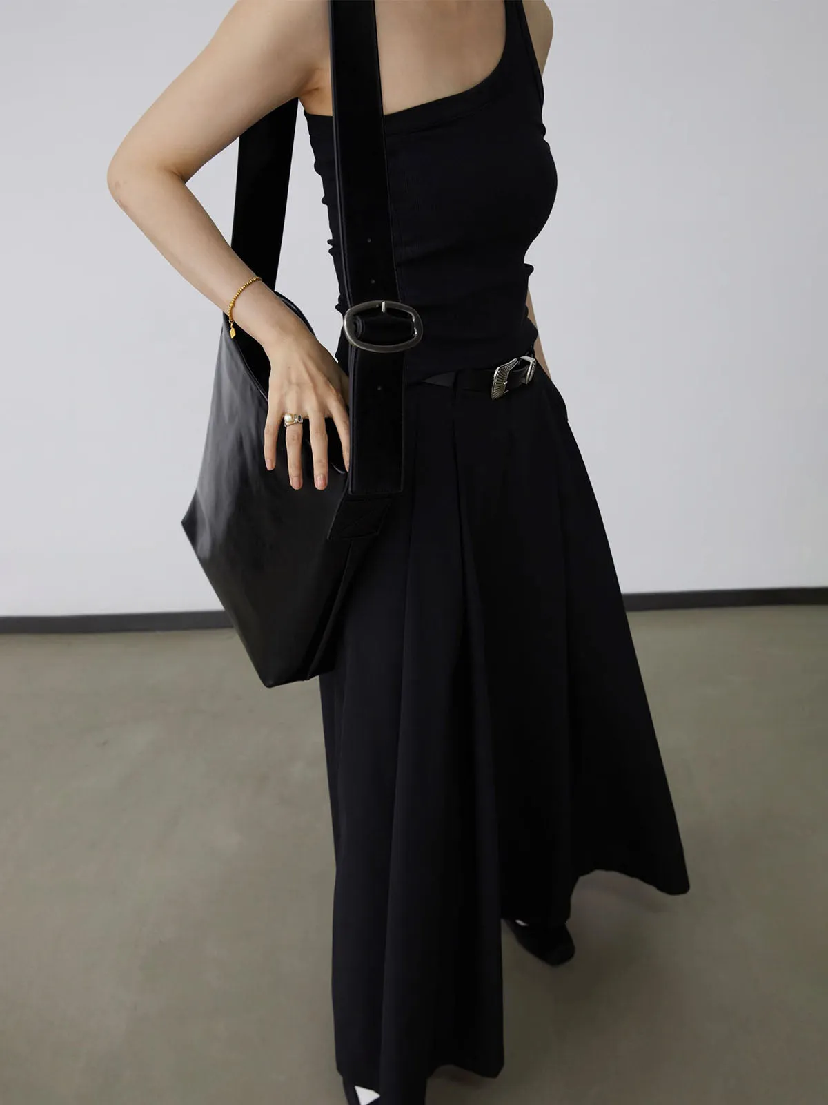 Wide Shoulder Strap Large Capacity Tote Bag With Buckles