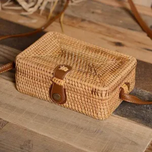 Woven Rattan Crossbody Handbag